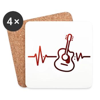 Heartbeat Minimalist Design T-Shirt. - Coasters (set of 4) - white - Front