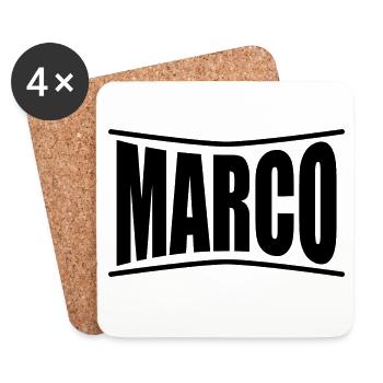 t-shirt Marco t-shirt idée cadeau - Dessous de verre (lot de 4) - blanc - Devant