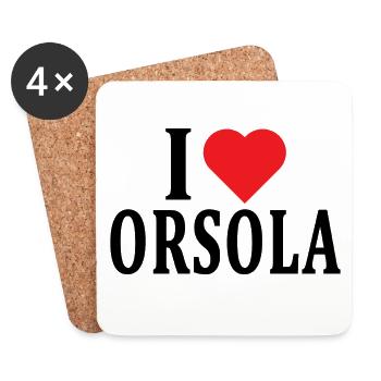 T-Shirt I love Orsola T-Shirt Geschenkidee - Untersetzer (4er-Set) - Weiß - Vorne