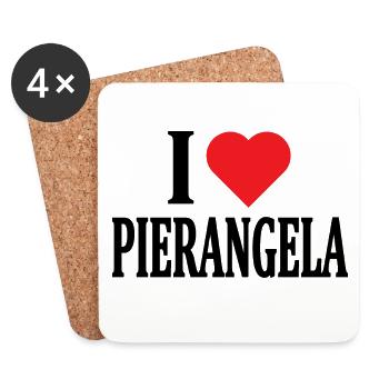 t-shirt J'aime Pierangela t-shirt idée cadeau - Dessous de verre (lot de 4) - blanc - Devant