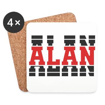 T-Shirt Alan T-Shirt Geschenkidee gestapelter Text - Untersetzer (4er-Set) - Weiß - Vorne
