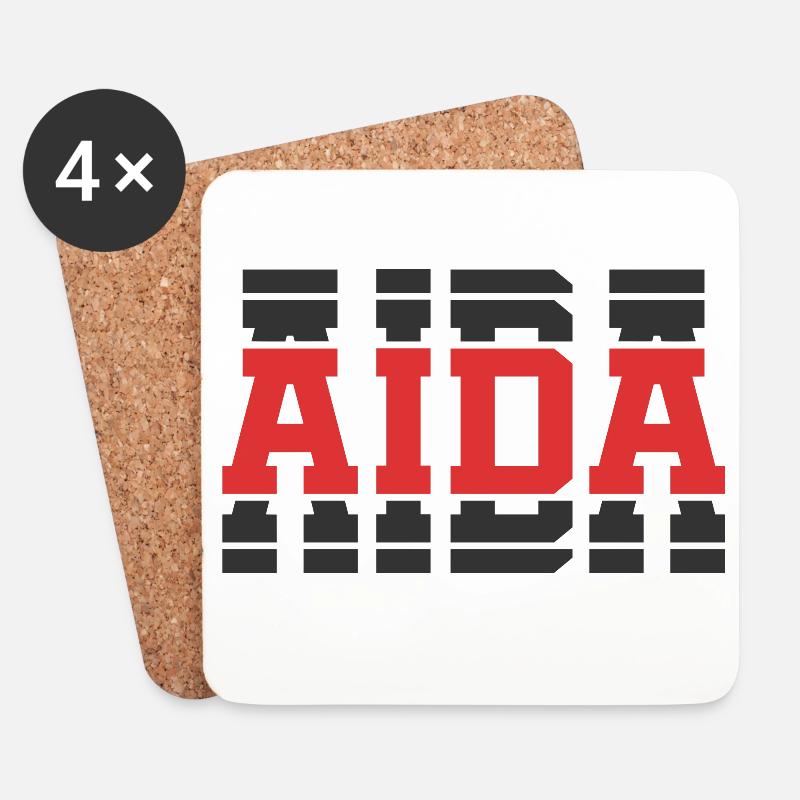 T-Shirt Aida T-Shirt Geschenkidee gestapelter Text - Untersetzer (4er-Set) - Weiß