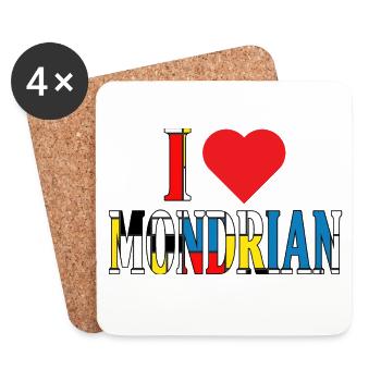 t-shirt I love Mondrian t-shirt idée cadeau - Dessous de verre (lot de 4) - blanc - Devant