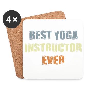 Meilleur professeur de yoga - Dessous de verre (lot de 4) - blanc - Devant