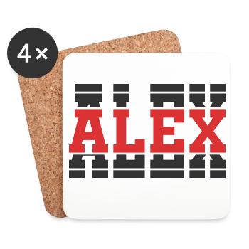 Alex t-shirt empilé texte cadeau t-shirt - Dessous de verre (lot de 4) - blanc - Devant
