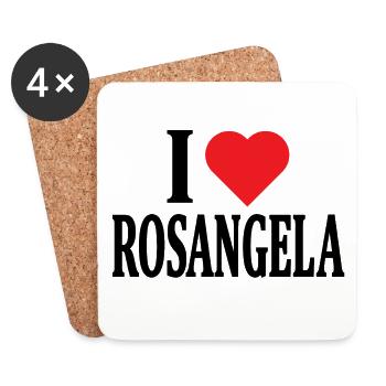 Tee shirt J'aime Rosangela idée cadeau t-shirt - Dessous de verre (lot de 4) - blanc - Devant