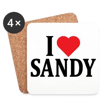 t-shirt j’aime Sandy t-shirt idée cadeau - Dessous de verre (lot de 4) - blanc - Devant