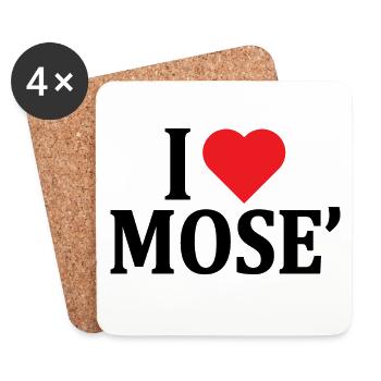 T-Shirt I love Mose T-Shirt Geschenkidee - Untersetzer (4er-Set) - Weiß - Vorne