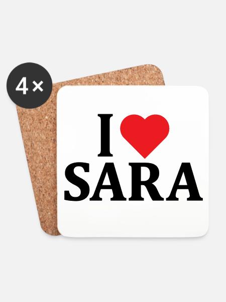 Ich liebe Sara T-Shirt T-Shirt Geschenkidee - Untersetzer (4er-Set) - Weiß