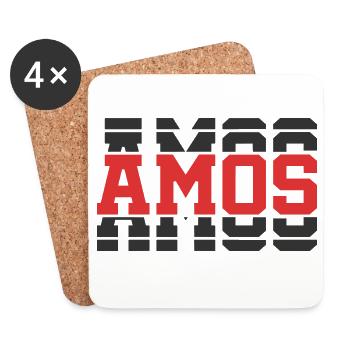 t-shirt Amos t-shirt idée cadeau texte empilé - Dessous de verre (lot de 4) - blanc - Devant