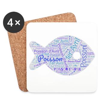 POISSON. POISSON D'AVRIL - Dessous de verre (lot de 4) - blanc - Devant