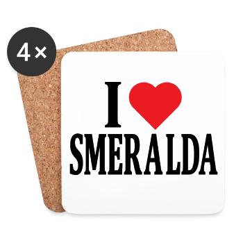 t-shirt I love Smeralda t-shirt idée cadeau - Dessous de verre (lot de 4) - blanc - Devant
