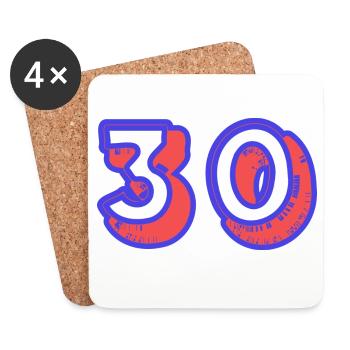30. 30 YEARS. 30th ANNIVERSARY. 30TH ANNIVERSARY. - Coasters (set of 4) - white - Front