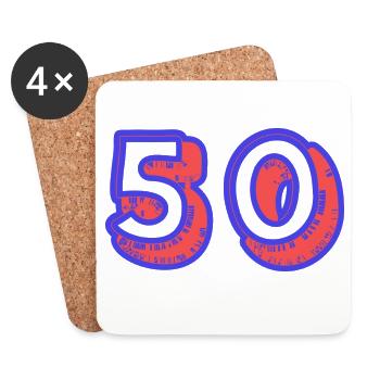 50. 50 ANS. 50e ANNIVERSAIRE. ANNIVERSAIRE 50 ANS. - Dessous de verre (lot de 4) - blanc - Devant