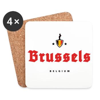 Brussels Bruxelles Belgium - Coasters (set of 4) - white - Front