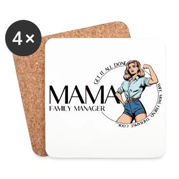 Mama Family Manager – Mom Power Design - Coasters (set of 4) - white - Front
