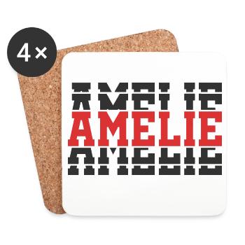 t-shirt Amelie t-shirt gift idea stacked text - Coasters (set of 4) - white - Front