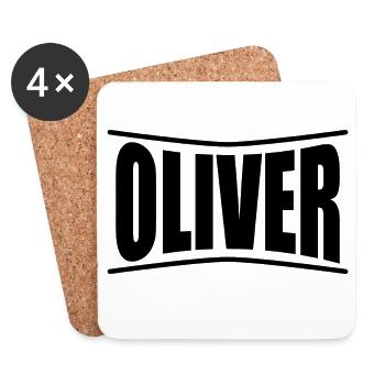 t-shirt Oliver t-shirt idée cadeau - Dessous de verre (lot de 4) - blanc - Devant