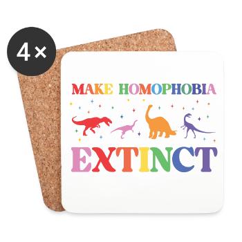 LGBTQ Pride Month - Make Homophobia Extinct - Coasters (set of 4) - white - Front