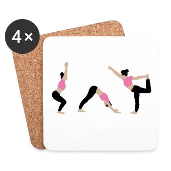 Power yoga in the gym pink - Coasters (set of 4) - white - Front