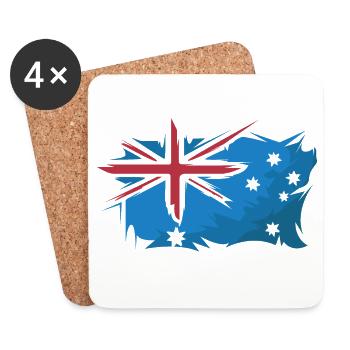 Australien Flagge Illustration Kunst Zeichen icon - Untersetzer (4er-Set) - Weiß - Vorne
