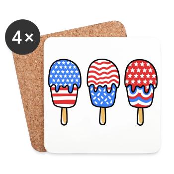 Eis am Stiel amerikanische Flagge 4. Juli - Untersetzer (4er-Set) - Weiß - Vorne