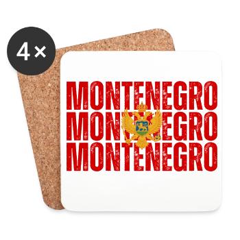 Flag of Montenegro - Coasters (set of 4) - white - Front