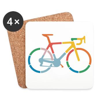 Colorful Bicycle Line Art Design - Coasters (set of 4) - white - Front