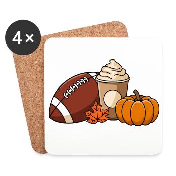 Autumn Delights: Football, Pumpkin and Pumpkin Spice - Coasters (set of 4) - white - Front