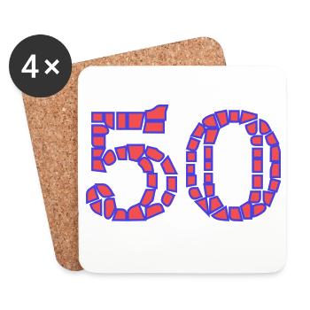 50. 50 JAHRE. 50-JÄHRIGES JUBILÄUM. 50-JÄHRIGES JUBILÄUM. - Untersetzer (4er-Set) - Weiß - Vorne
