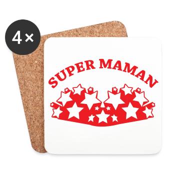 Super Maman - Fête des Mères - Dessous de verre (lot de 4) - blanc - Devant