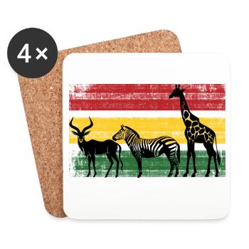 Silhouettes de la savane aux couleurs rastafaries - Dessous de verre (lot de 4) - blanc - Devant