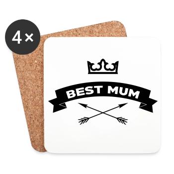 Meilleure Maman - Fête des Mères - Dessous de verre (lot de 4) - blanc - Devant