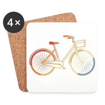 Vélo Line Art Vintage - Dessous de verre (lot de 4) - blanc - Devant