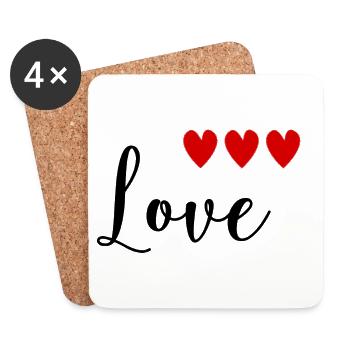 COEUR. NOËL. COUPLE. SAINT VALENTIN. JUST MARRIED. - Dessous de verre (lot de 4) - blanc - Devant