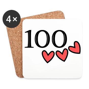 100. 100 YEARS. 100th ANNIVERSARY. BIRTHDAY 100 - Coasters (set of 4) - white - Front