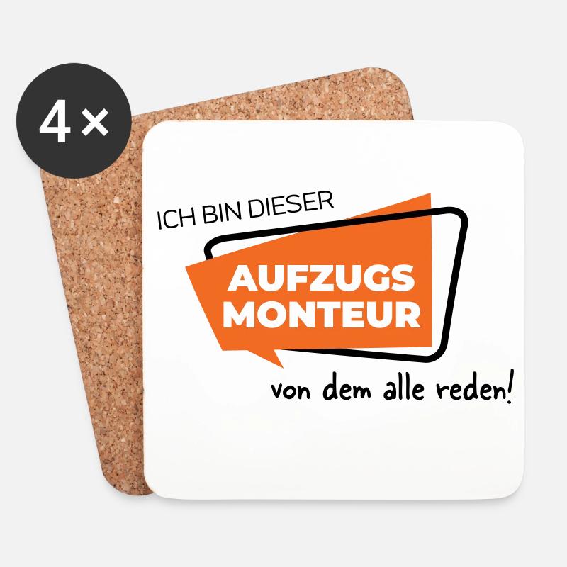 Aufzugsmonteur - Untersetzer (4er-Set) - Weiß