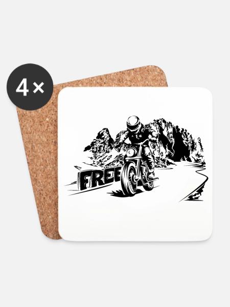 Motorrad frei Berge Dolomiten Biker Symbol Logo - Untersetzer (4er-Set) - Weiß