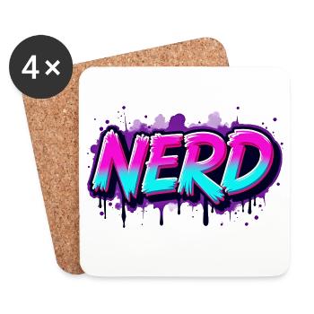 Nerd Néon Graffiti Étincelant - Dessous de verre (lot de 4) - blanc - Devant