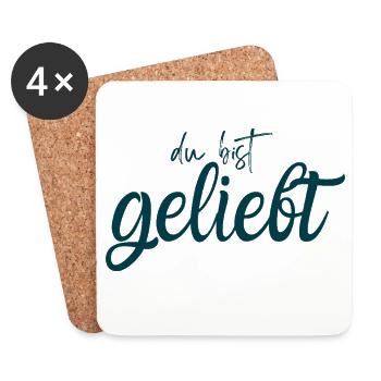 Du bist geliebt wellenblau - Untersetzer (4er-Set) - Weiß - Vorne
