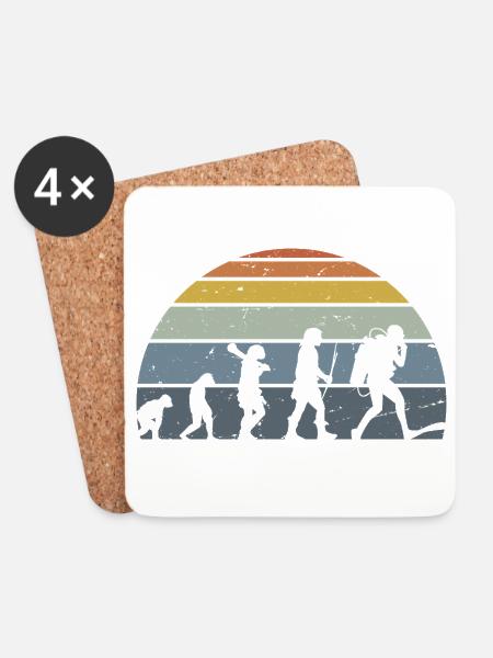 Die Evolution des Silhouettendesigns der Menschheit - Untersetzer (4er-Set) - Weiß