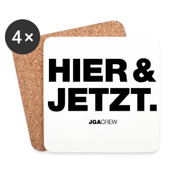 Hier und Jetzt (JGA - Jungesellenabschied) - Untersetzer (4er-Set) - Weiß - Vorne