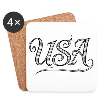 États-Unis - Dessous de verre (lot de 4) - blanc - Devant
