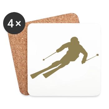 Minimalist Skier Silhouette Winter Sports - Coasters (set of 4) - white - Front