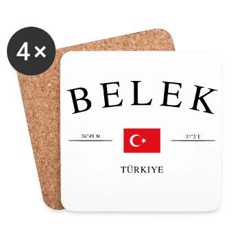 Belek Türkiye – Holiday Souvenir &amp; Gift - Coasters (set of 4) - white - Front