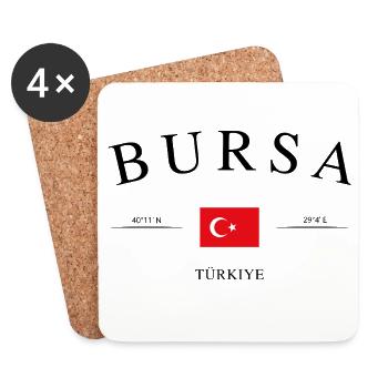 Bursa Türkiye – Holiday Souvenir &amp; Gift - Coasters (set of 4) - white - Front