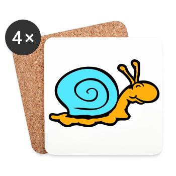 snail shell snail slug smiles sweetly - Coasters (set of 4) - white - Front