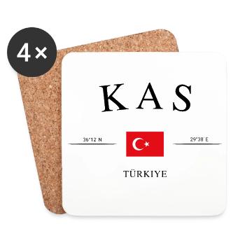 Kaş Turquie – Souvenir et cadeau de vacances - Dessous de verre (lot de 4) - blanc - Devant
