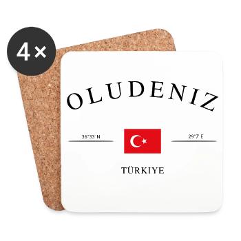 Oludeniz Turkey – Holiday Souvenir & Gift - Coasters (set of 4) - white - Front