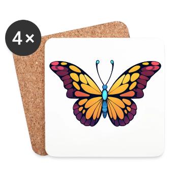 Papillon coloré - Dessous de verre (lot de 4) - blanc - Devant